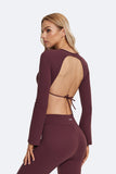 Backless Full-Sleeve Crop Top