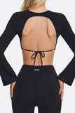 Backless Full-Sleeve Crop Top