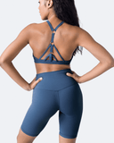 Iris Blue Criss Cross Front Top